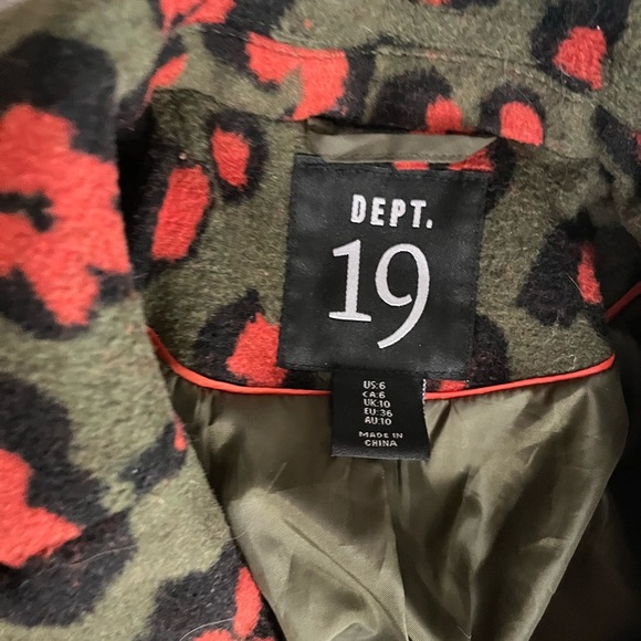 [US6]Dept 19 Leopard Print Wool Blend Coat in Green and Red NWOT - Picture 3 of 13